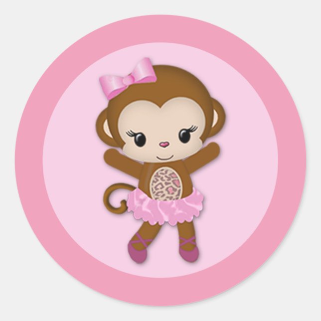 MONKEY GIRL Tu Tu Cute Baby shower autocollant TTC (Devant)