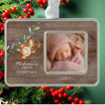 Monkey Girls Baby's First Christmas Foto Ornament Rahmen-Ornament Silber<br><div class="desc">Niedliche Dschungelsafari Affen Baby Girls Erste Weihnachtsschmuck. . Matching Artikel in unserem Shop erhältlich.</div>