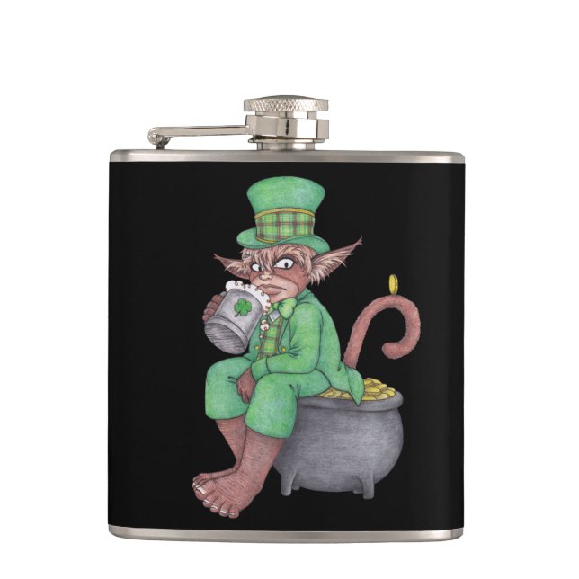 Monkey Gnome Leprechaun Flask Flachmann (Vorderseite)