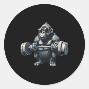 Monkey Gorilla Bodybuilding Muscles Fitness Gym Runder Aufkleber