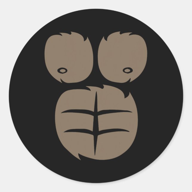 Monkey Gorilla Kostüm T-Shirt Tier Bauch Extravaga Runder Aufkleber (Vorderseite)