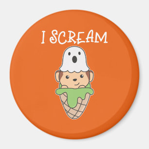 Monkey Halloween Ghost I Schrei Eispuff Magnet