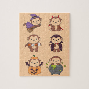 Monkey Halloween Hexenmeister Pumpkin Vampire Jigs