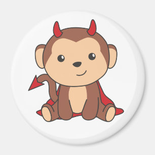 Monkey Halloween Niedlicher Teufel Kinder Hexen Ko Magnet