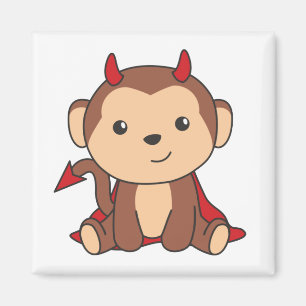 Monkey Halloween Niedlicher Teufel Kinder Hexen Ko Magnet