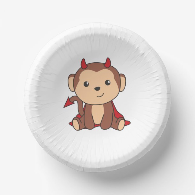 Monkey Halloween Niedlicher Teufel Kinder Hexen Ko Pappteller (Vorderseite)