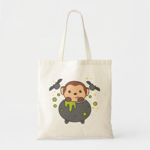 Monkey Happy Halloween Cauldron Bat Tote Bag Tragetasche