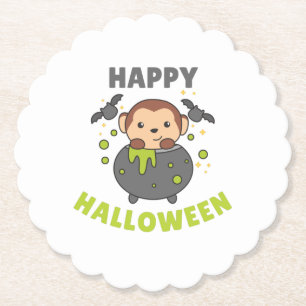 Monkey Happy Halloween Cauldron Bat Untersetzer