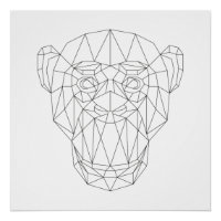 Monkey Head Geometrie Schwarz & Weiß Moderne Kunst