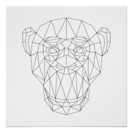 Monkey Head Geometrie Schwarz & Weiß Moderne Kunst Poster