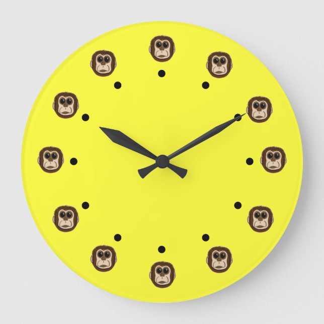 Monkey Heads Große Wanduhr (Vorderseite)