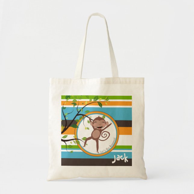 Monkey herum Jungen-personalisierte Tasche (Vorne)