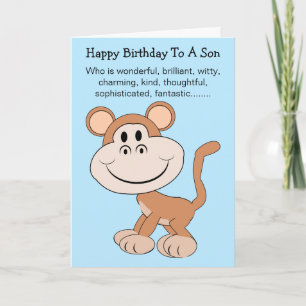 Monkey Humour Son Birthday Card Karte