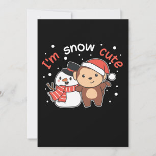 Monkey I Love You Snow Much Snowman Pun Feiertagskarte