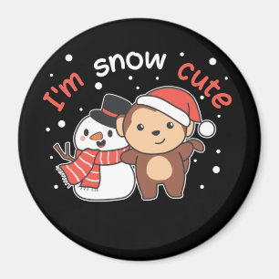 Monkey I Love You Snow Much Snowman Pun Magnet