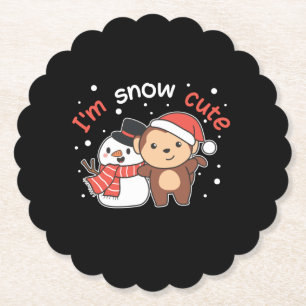 Monkey I Love You Snow Much Snowman Pun Untersetzer