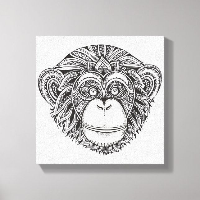 Monkey Illustartion Doodle 6 Leinwanddruck (Vorderseite)