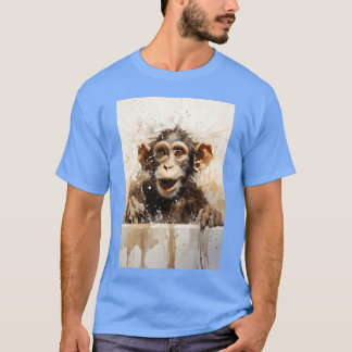 Monkey in bathtub Funny animal art family T-Shirt