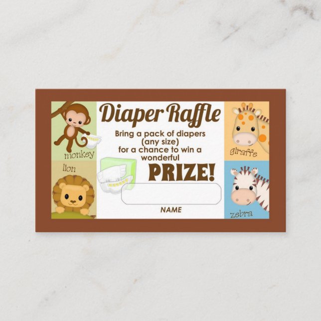 Monkey Jungle Diaper Raffle Tickets 100pk Begleitkarte (Vorderseite)