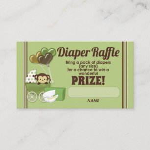 Monkey Jungle Diaper Raffle Tickets 100pk Begleitkarte