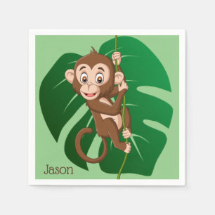Monkey Jungle Leaf Design Serviette