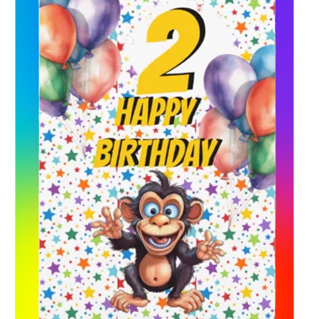 Monkey Kindergeburtstag Balloons Card Karte (Von Creator hochgeladen)