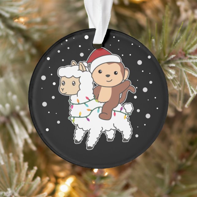 Monkey Lama Noël Neige hiver Animaux Ornement (Arbre)
