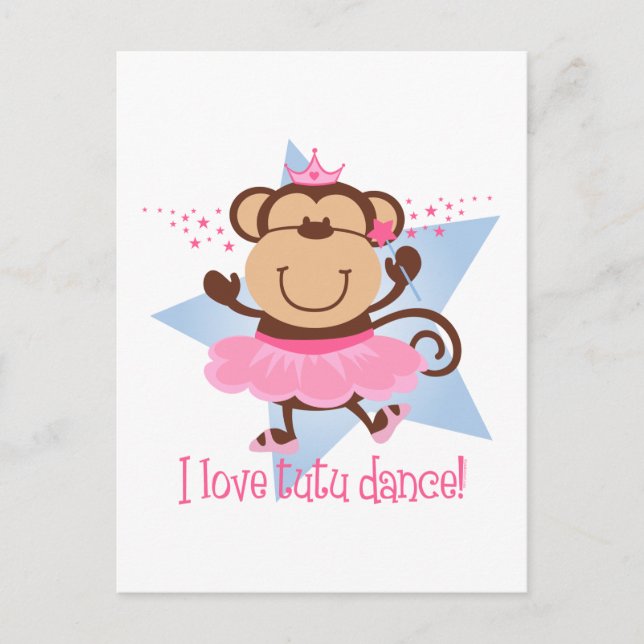 Monkey Liebe Tutu Tanz Postkarte (Vorderseite)