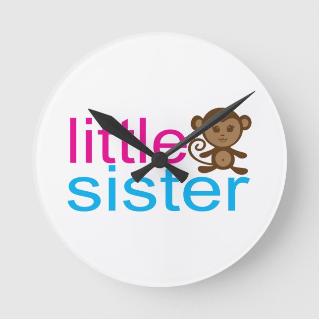 Monkey Little Sister Runde Wanduhr (Vorderseite)