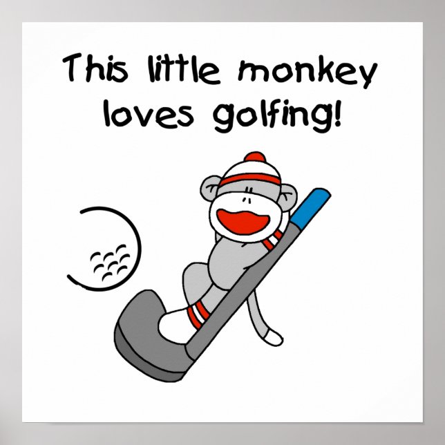 Monkey Loves Golfing T-shirts and Gifts Poster (Vorne)