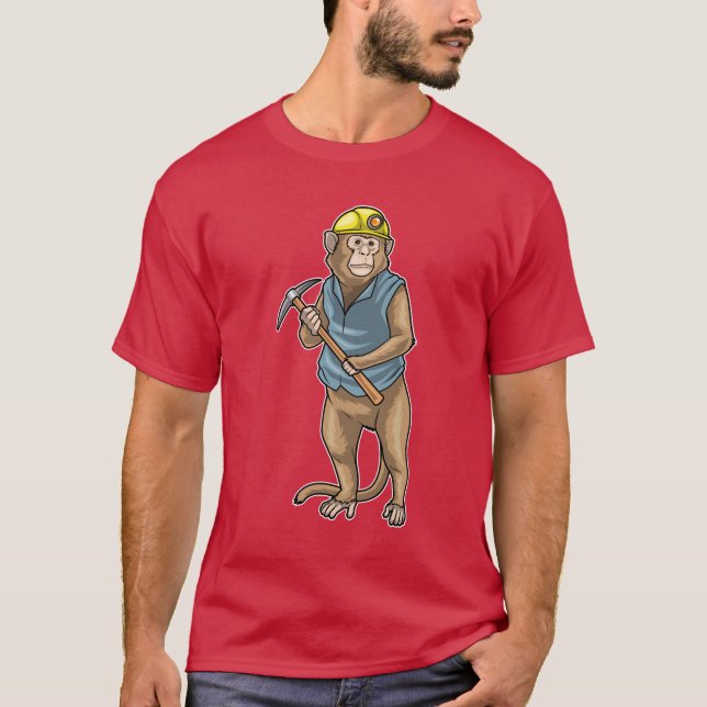 Monkey Miner Pickaxe Mining T-Shirt (Vorderseite)