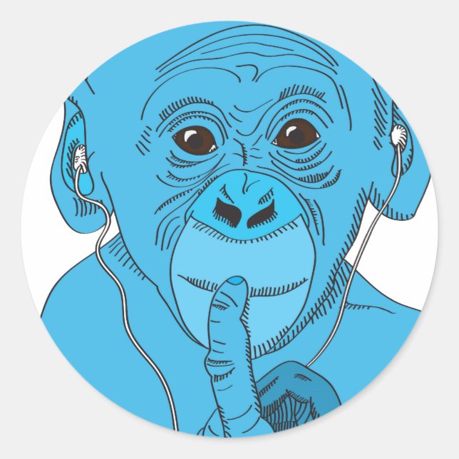 Monkey Music Runder Aufkleber (Vorderseite)