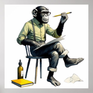 Monkey Paiter Tragen einer Sonnenbrille Poster