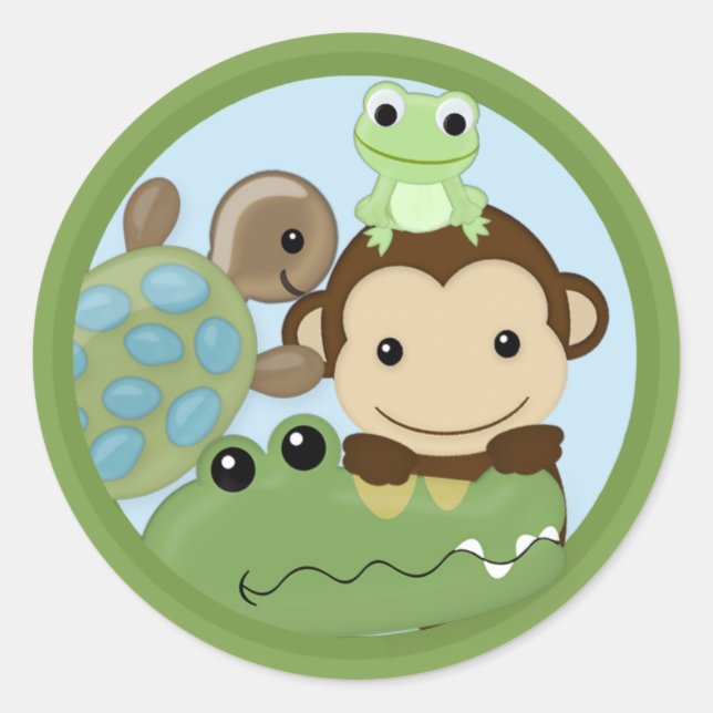 MONKEY Papagayo Kinderduschschildkröte PML-B-Siege Runder Aufkleber (Vorderseite)