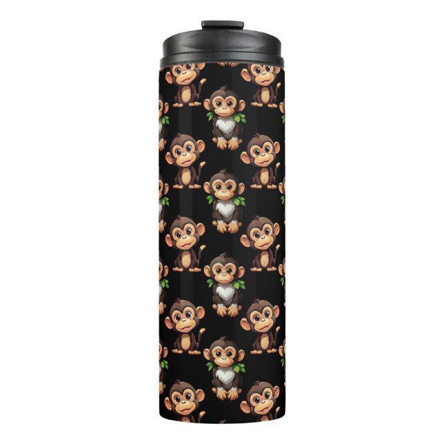 Monkey Pattern Design Black  Thermosbecher (Vorderseite)