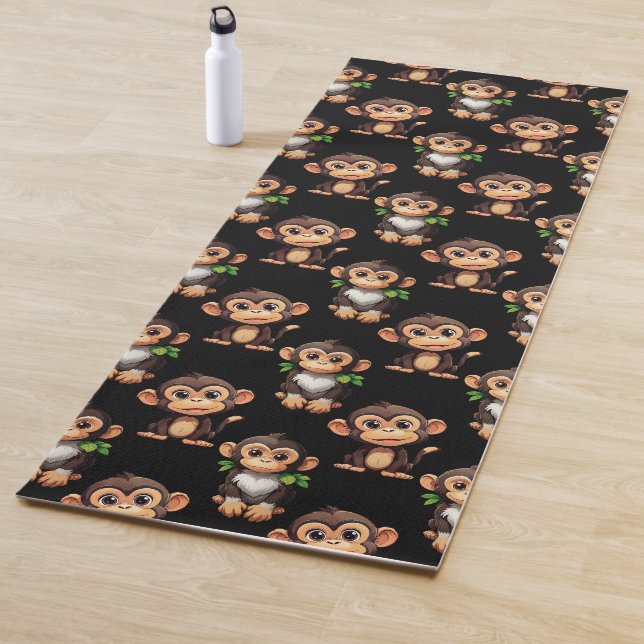 Monkey Pattern Design Black  Yogamatte (Beispiel)