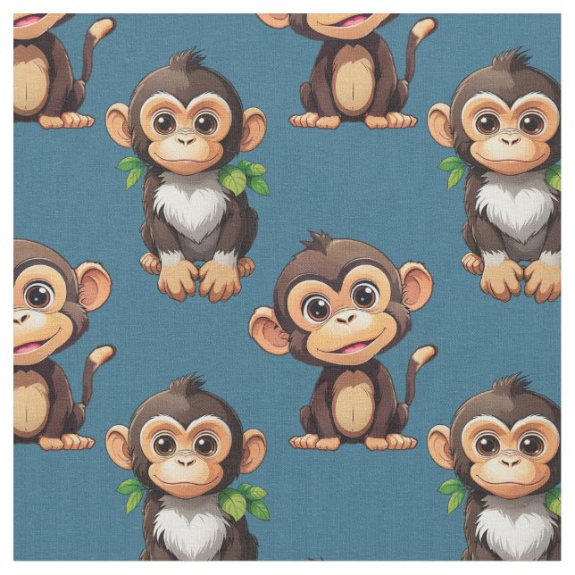 Monkey Pattern Design Blue  Stoff (Nahaufnahme)