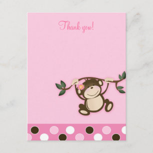 Monkey Play Pink 4x5 Flat Vielen Dank Dankeskarte