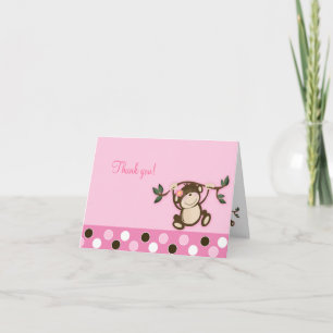 Monkey Play Pink Faltschachtel Danke, dass Sie Not Dankeskarte