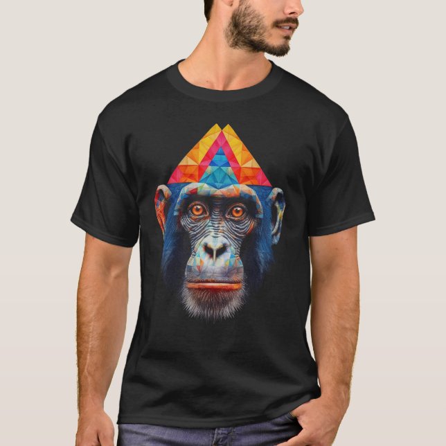 Monkey Polygon Colorful Zoo T-Shirt (Vorderseite)