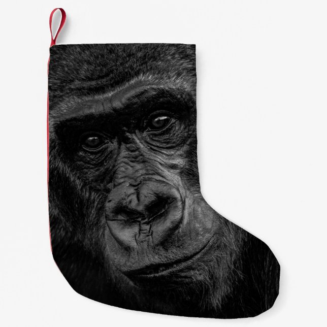 MONKEY PORTRAIT AUF BW KLEINER WEIHNACHTSSTRUMPF (Vorderseite)