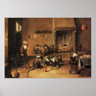 Monkey Poster Print: Affen in Kitchen by Teniers