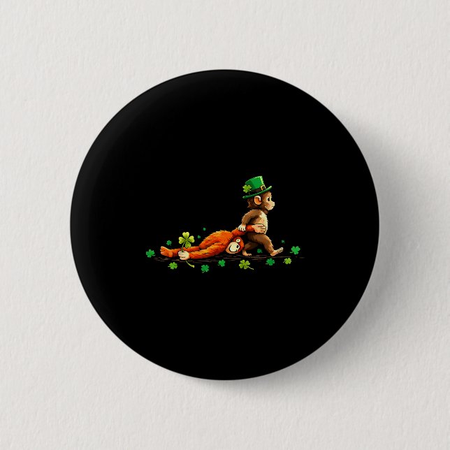 Monkey Punch Meme kleiner Punch-Spielzeug St. Patr Button (Vorderseite)
