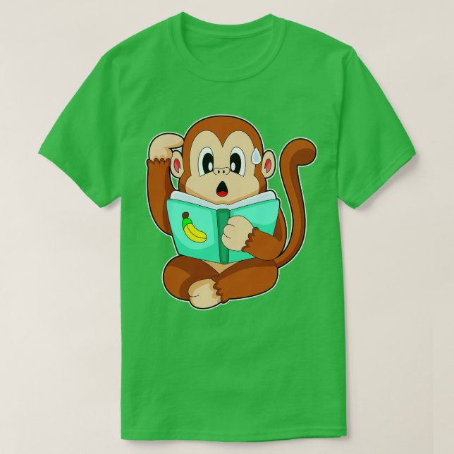 Monkey Reading Book T-Shirt (Design vorne)