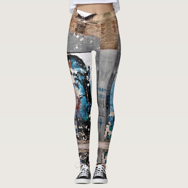 Monkey Retro Graffiti Art Custom Leggings (Vorderseite)