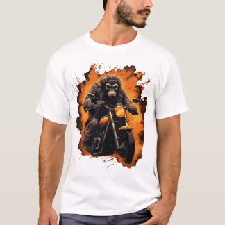 Monkey Rider Biker Cartoon T-Shirt
