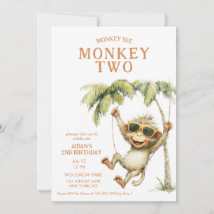 Monkey See Monkey Zweiter Geburtstag Einladung