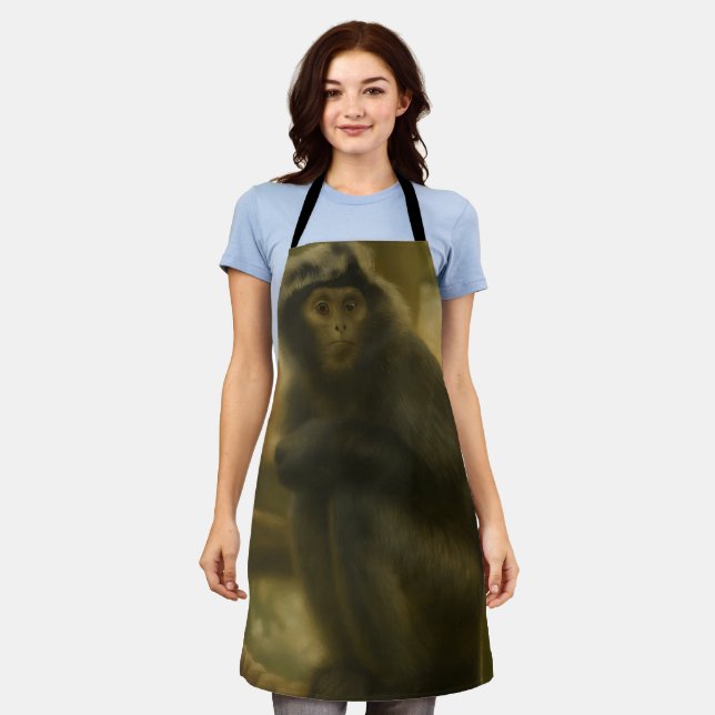 Monkey - Serene Wildlife Art Schürze (Getragen)