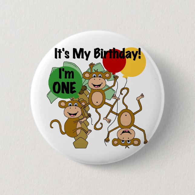 Monkey Shine 1. Geburtstagsgeschenke Button (Vorderseite)