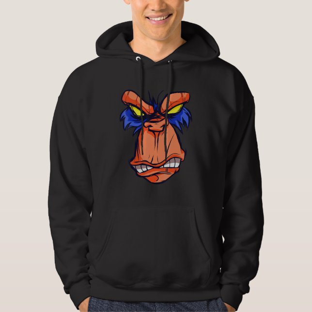 Monkey Shows Teeth Eye Evil Gorilla Hoodie (Vorderseite)